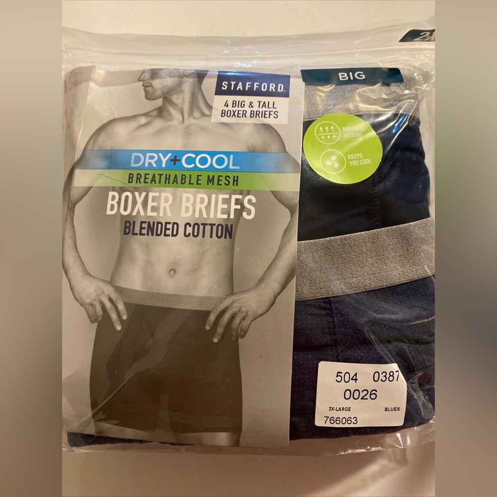 Stafford Men's Dark Blue Boxer Briefs, Size 2XL